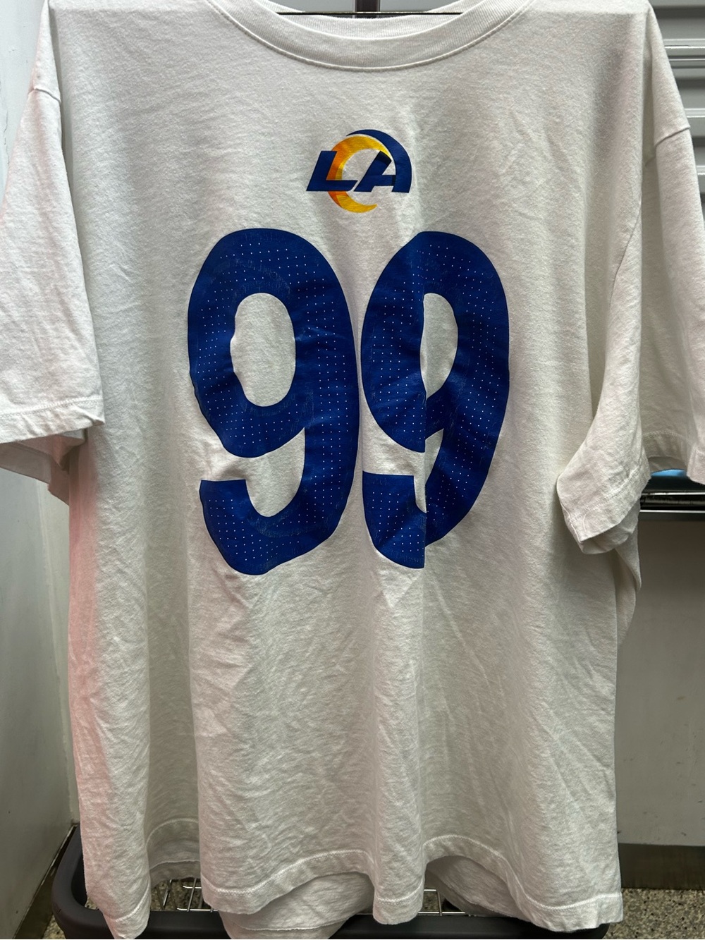 LA Rams White Graphic Tee with Blue 99 Print